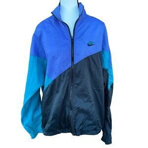 Vintage Nike 90s Colorblock Windbreaker Jacket Blue Teal Purple Oversized M